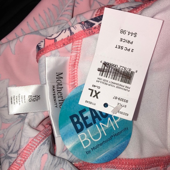 Beach Bump Ruched 2-Piece Tankini Pink/Blue XL - Picture 5 of 5